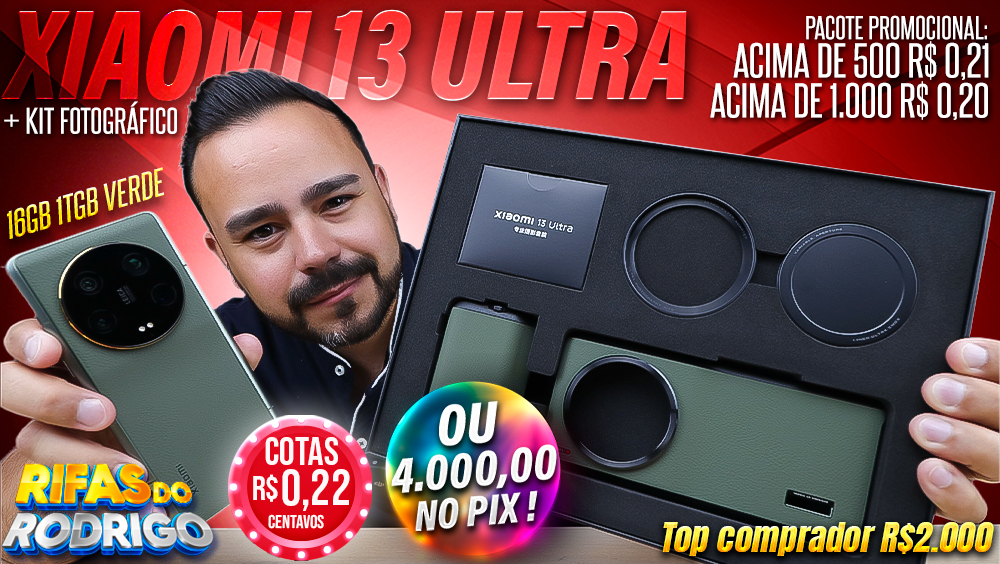 XIAOMI 13 ULTRA 16GB 1TB VERDE + KIT FOTOGRAFICO OU R$4.000 NO PIX! TOP COMPRADOR LEVA R$2.000 NO PIX!