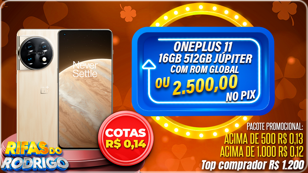 ONEPLUS 11 16GB 512GB ROM GLOBAL JUPITER OU R$2.500 NO PIX! TOP COMPRADOR LEVA R$1.200 NO PIX!