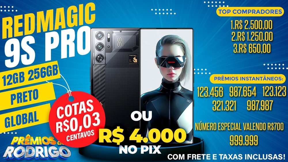 REDMAGIC 9S PRO 12GB 256GB GLOBAL COM FRETE É TAXAS INCLUSAS OU R$4.000 NO PIX! TOP COMPRADORES: 1.R$2.500 2.R$1.250 3.R$650