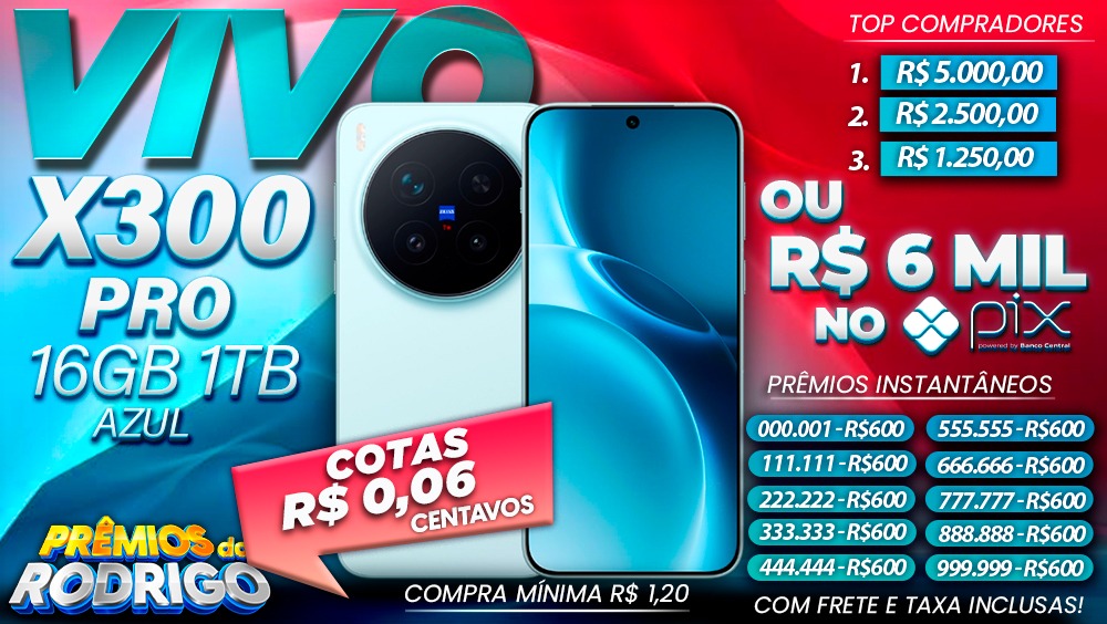 VIVO X300 PRO 16GB 1TB AZUL COM FRETE E TAXAS INCLUSAS, OU R$6.000 NO PIX!
