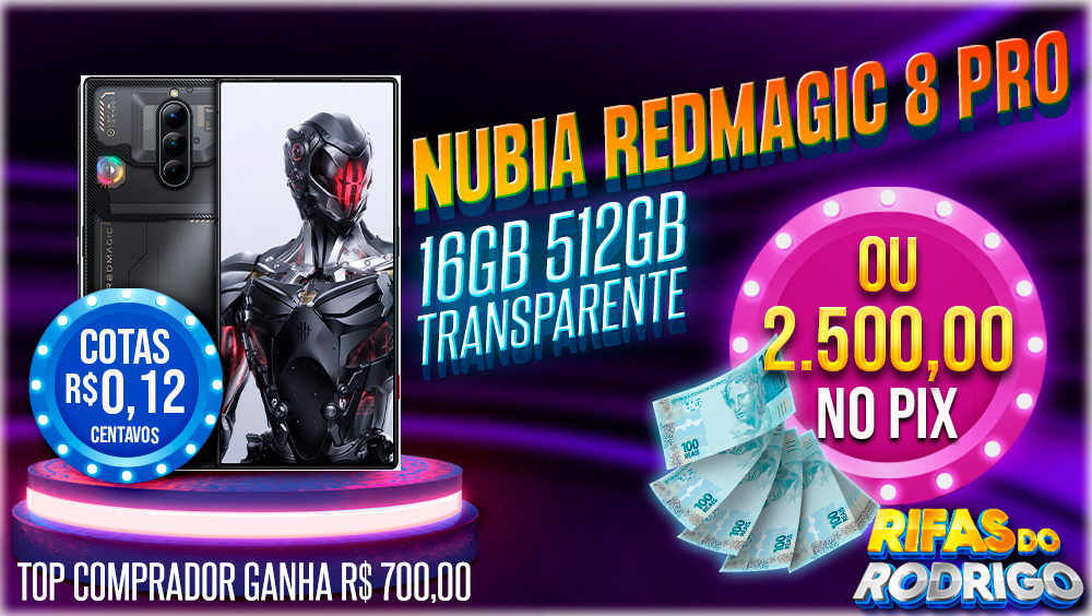 NUBIA REDMAGIC 8 PRO GLOBAL 16GB 512GB TRANSPARENTE OU R$2.500 NO PIX! TOP COMPRADOR LEVA R$700 NO PIX!