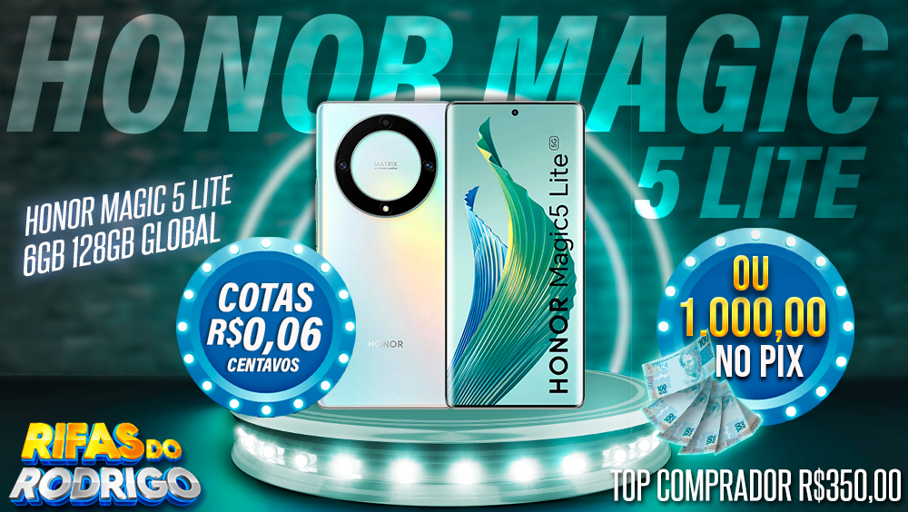 HONOR MAGIC 5 LITE 6GB 128GB GLOBAL OU R$1.000 NO PIX! TOP COMPRADOR LEVA R$350 NO PIX!