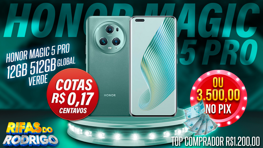 HONOR MAGIC 5 PRO 12GB 512GB GLOBAL VERDE OU R$3.500 NO PIX! TOP COMPRADOR LEVA R$1.200 NO PIX!