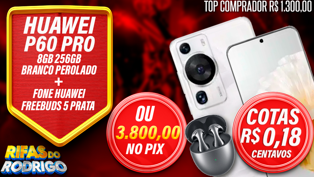 HUAWEI P60 PRO 8GB 256GB BRANCO PEROLADO + FREEBUDS 5 OU R$3.800 NO PIX! TOP COMPRADOR LEVA R$1.300 NO PIX!