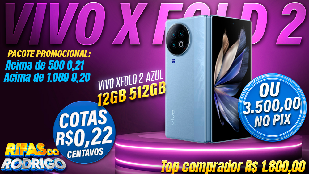 VIVO XFOLD 2 12GB 512GB AZUL OU R$3.500 NO PIX! TOP COMPRADOR LEVA R$1.800 NO PIX!